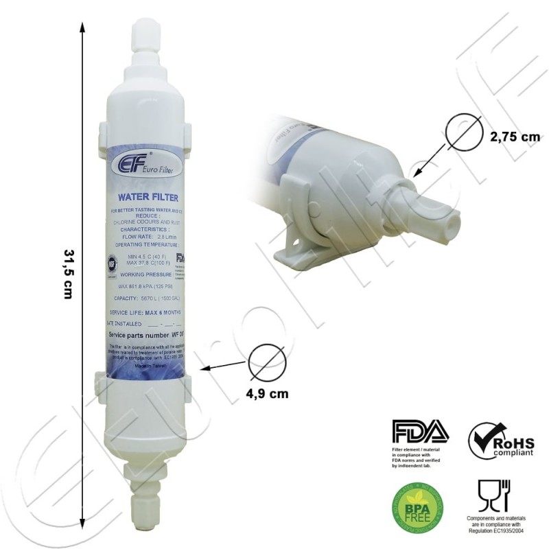 EURO FILTER FRIDGE WATER FILTER AEG ARISTON BOSCH SIEMENS WHIRLPOOL WF007