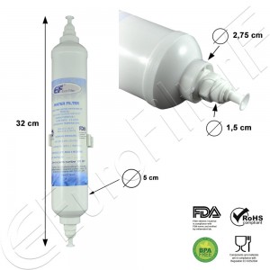 Filtro Acqua per Frigorifero DAEWOO ELECTROLUX GENERAL ELECTRIC INDESIT LG LIEBHERR SAMSUNG WHIRLPOOL WF001