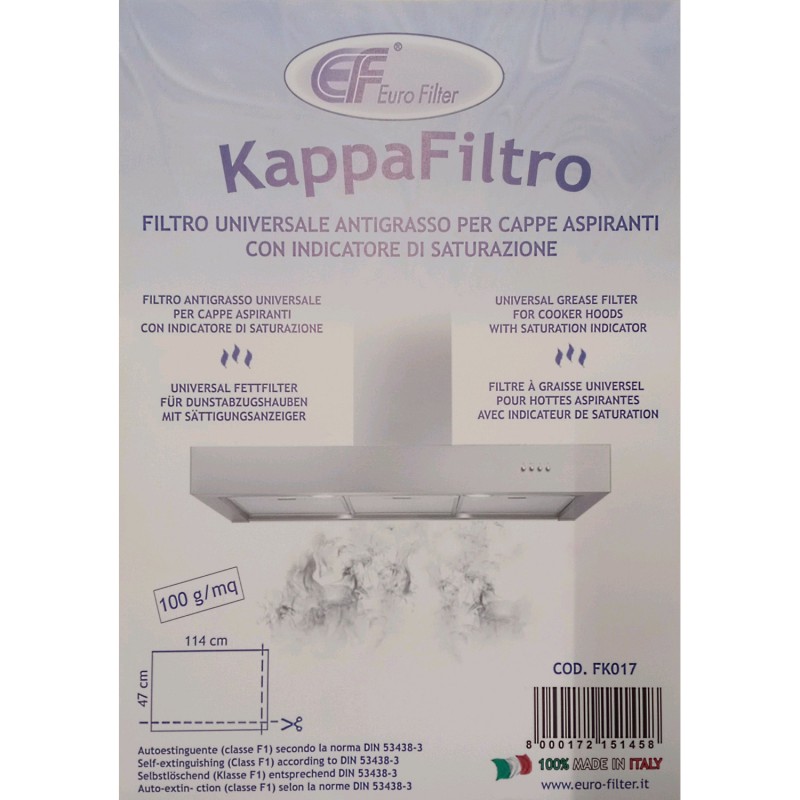 Universal grease filter for cooker hoods with saturation indicator 114